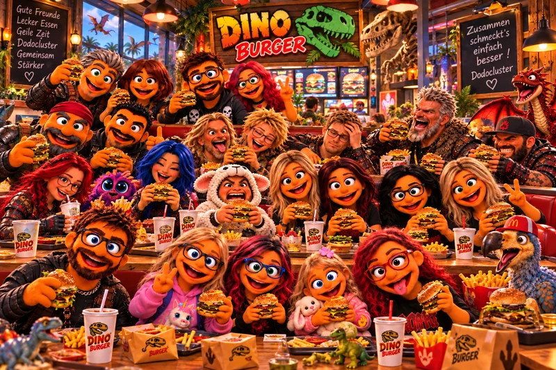 Das gewachsene Gruppenbild voller Stoffpuppen-Avatare der Community