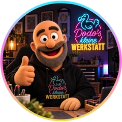 Dodo in seiner kleinen Werkstatt